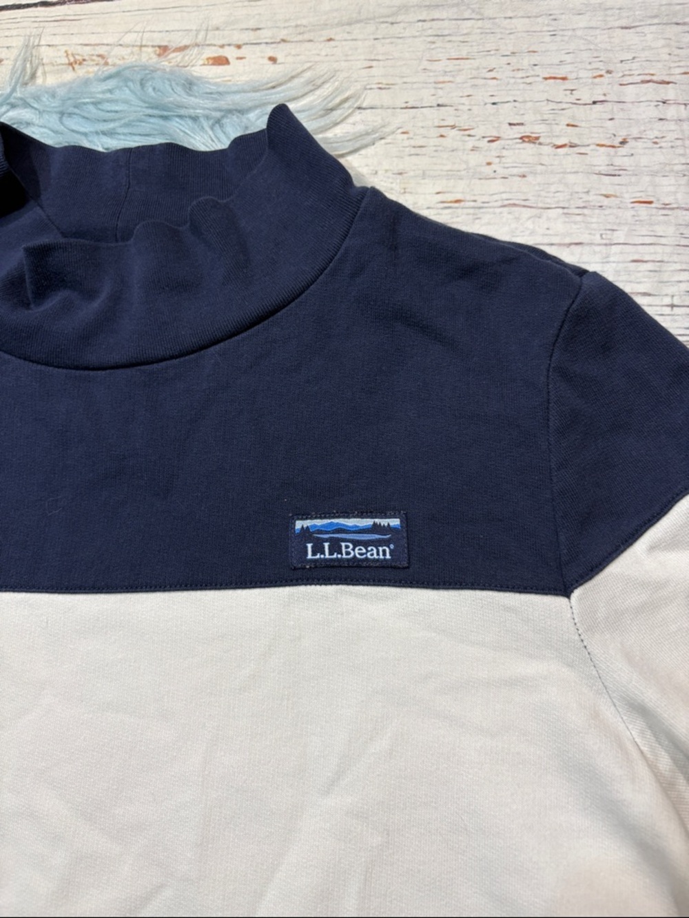 L.L. Bean Rugby Striped Navy Mockneck Side Zipper Tunic Lightweight Sweatshirt - Picture 8 of 10